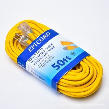 STOCK IN US! 50ft  14/3 SJTW  3 Prong Outdoor heavy duty Contractor Extension cord lighted plug for Construction Use (50 Foot)